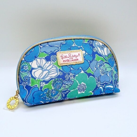Lilly Pulitzer Handbags - Lilly Pulitzer for Estee Lauder Blue Floral Cosmetic Bag NWOT
